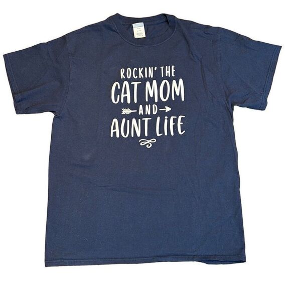 “ROCKIN’ the CAT MOM and AUNT LIFE” cat lady t-shirt L - Picture 4 of 9